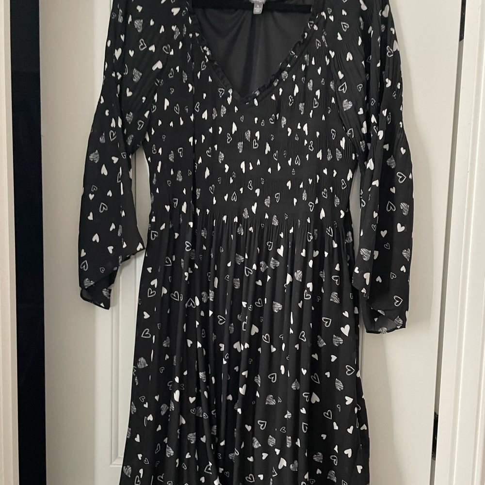 Black Dress with White Heart Pattern